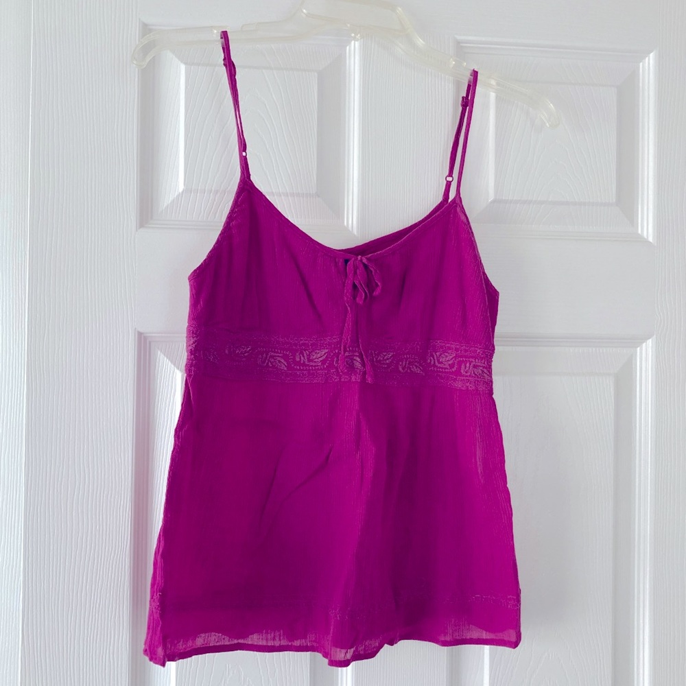 Gap 0 petite magenta / purple skinny strap blouse with empire waste